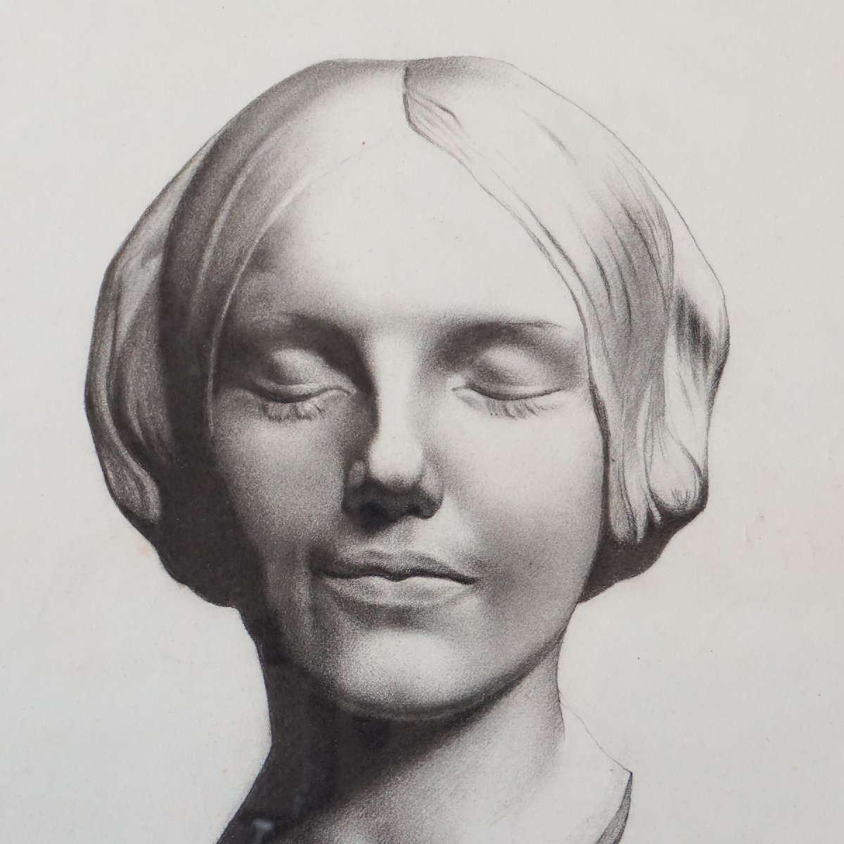Gaspare Gambi – L’Inconnue de la Seine – Disegno a carboncino firmato, 1907-photo-3