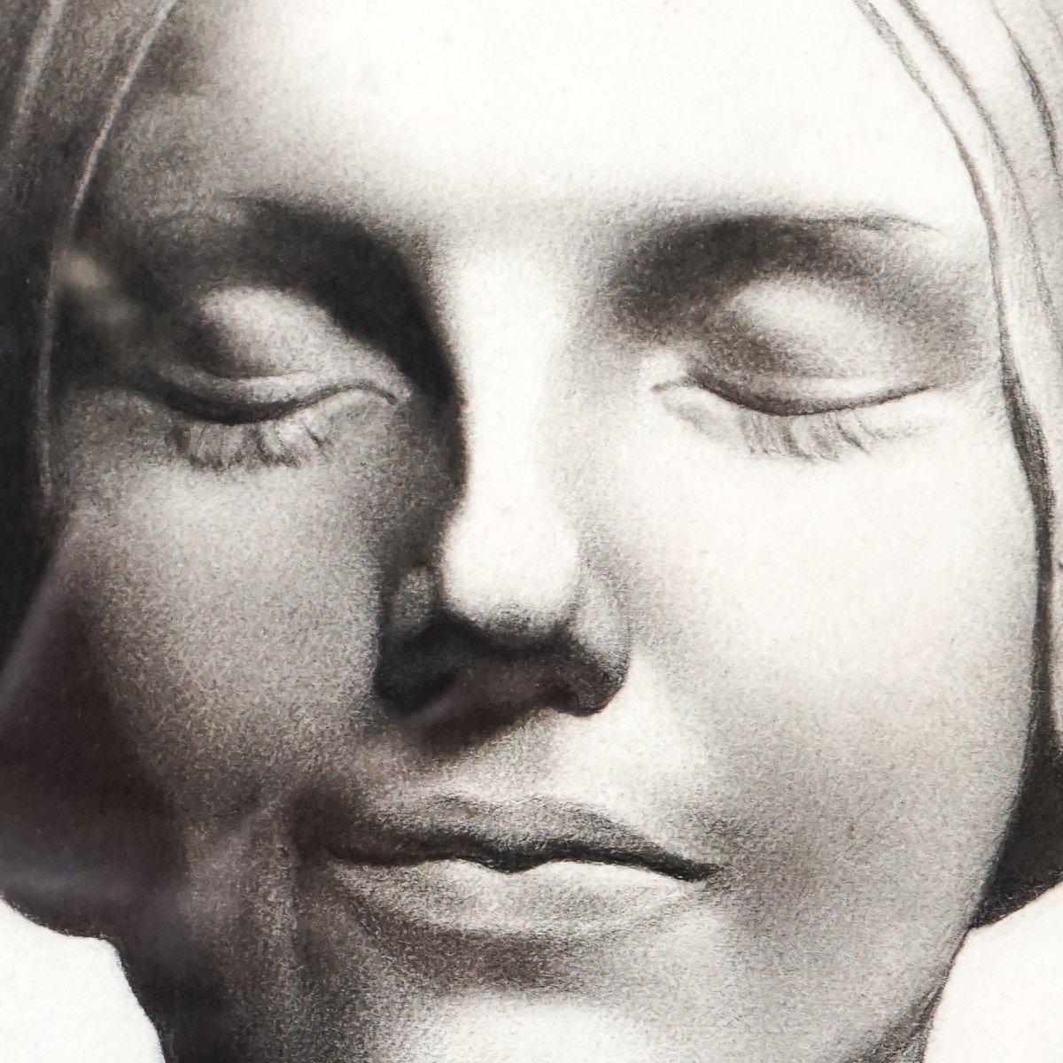 Gaspare Gambi – L’Inconnue de la Seine – Disegno a carboncino firmato, 1907-photo-3