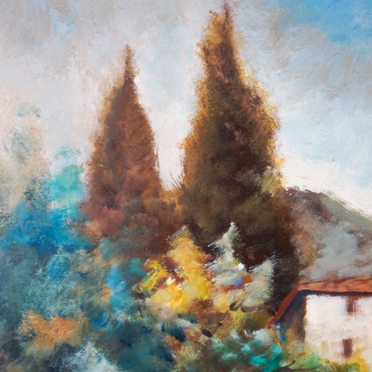 Giuseppe Gagliardi – Scorcio collinare – Olio su tela firmato, XX secolo-photo-4