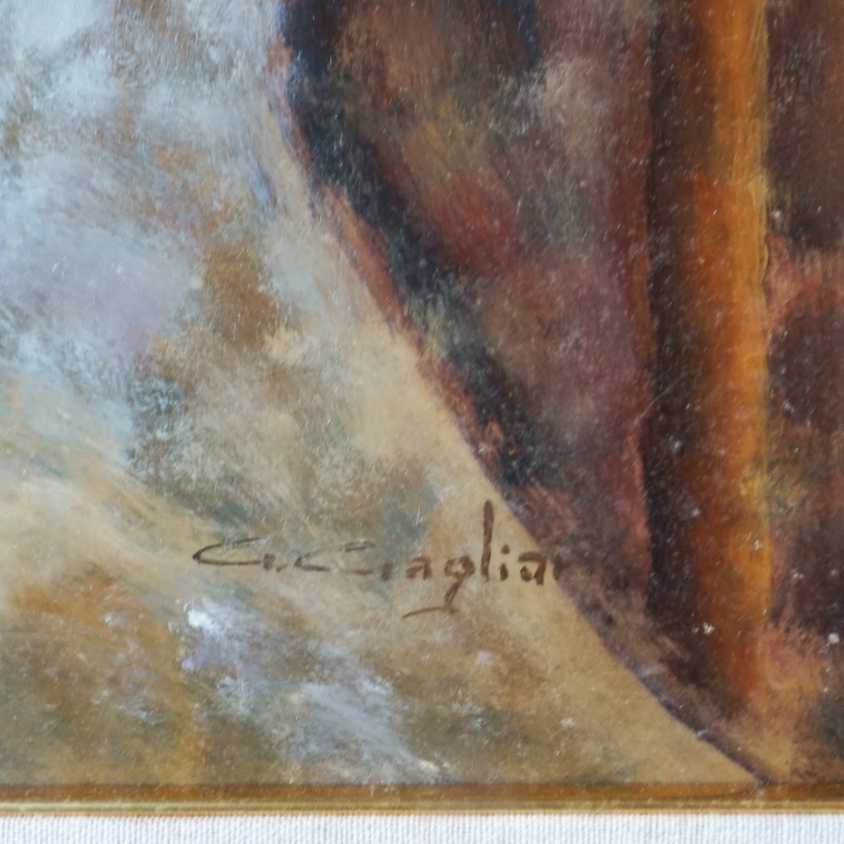 Giuseppe Gagliardi – Scorcio collinare – Olio su tela firmato, XX secolo-photo-5