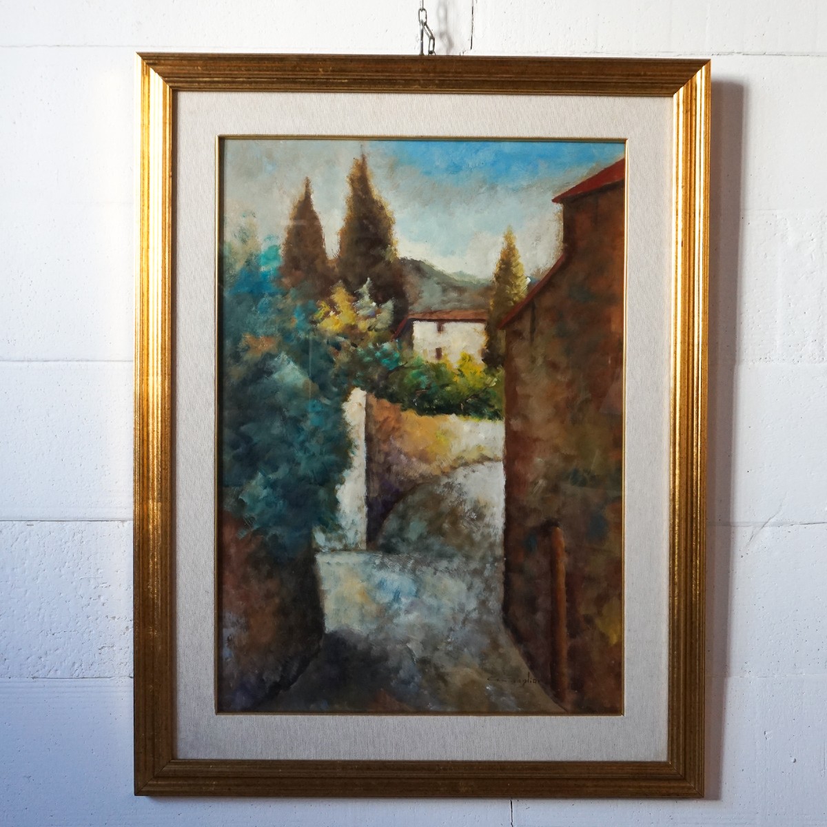 Giuseppe Gagliardi – Scorcio collinare – Olio su tela firmato, XX secolo