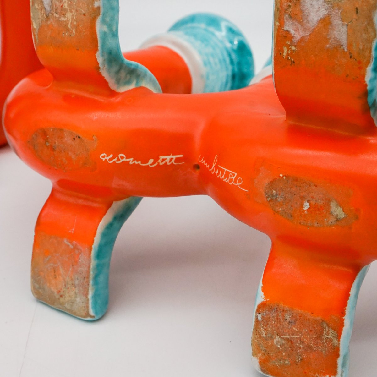Coppia di candelabri modernisti firmati Rometti Umbertide – Ceramica smaltata bicolore-photo-3