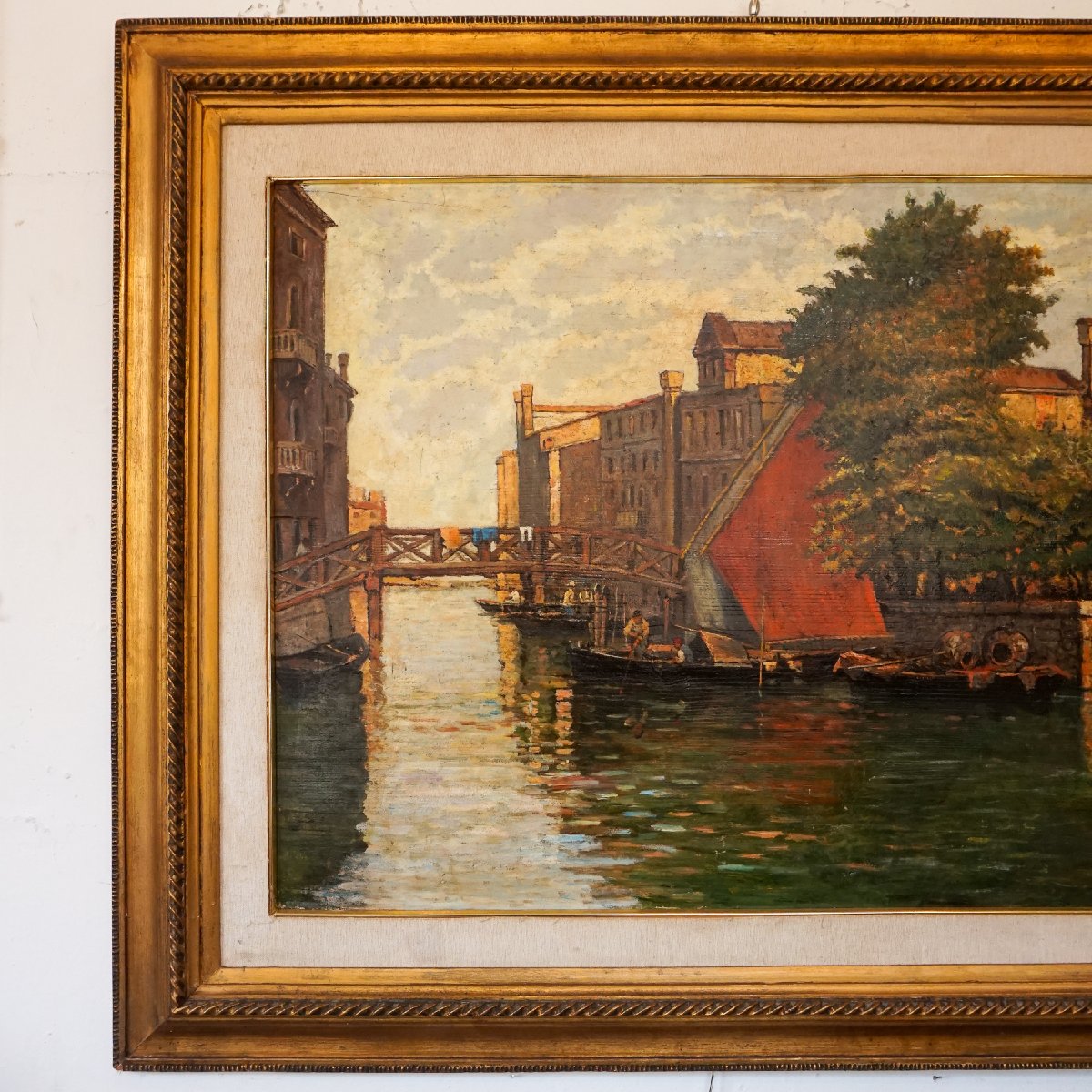 Veduta di Venezia con veliero rosso – Omaggio al Maestro Ciardi, firmato M. Gasparini-photo-3