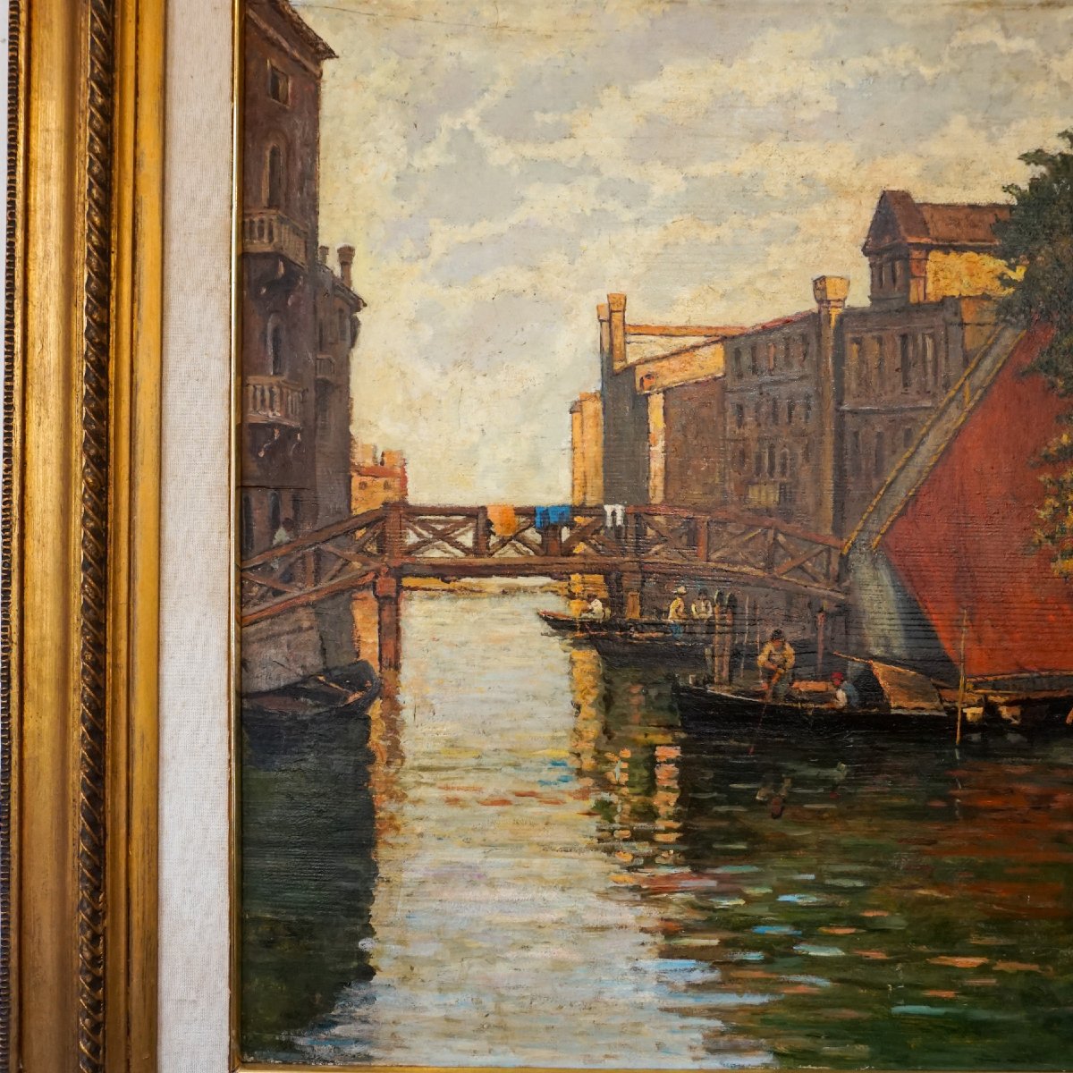 Veduta di Venezia con veliero rosso – Omaggio al Maestro Ciardi, firmato M. Gasparini-photo-4