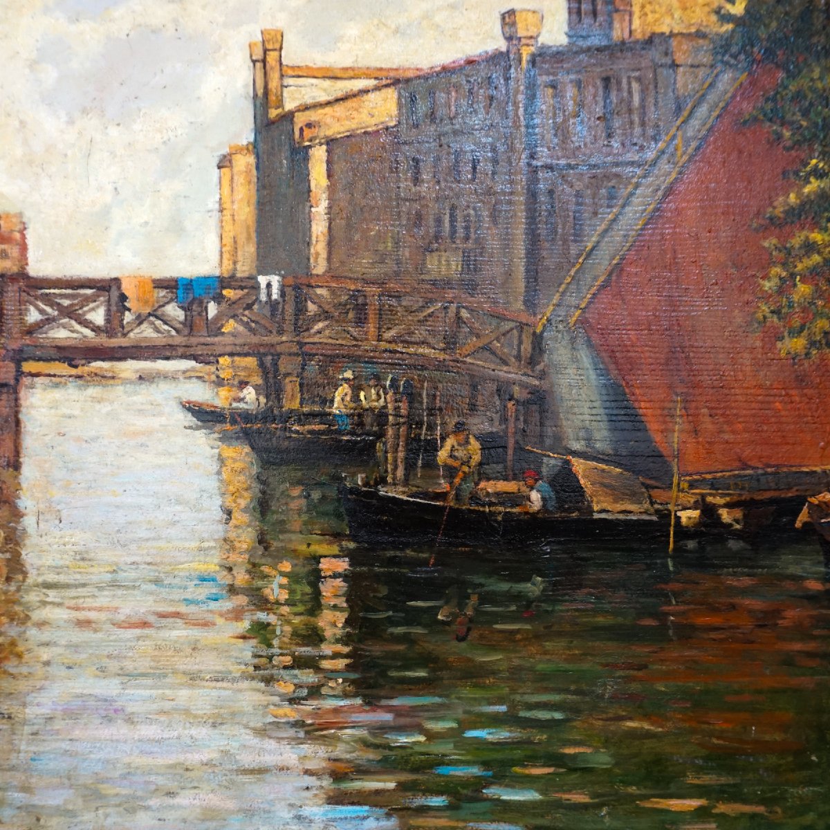 Veduta di Venezia con veliero rosso – Omaggio al Maestro Ciardi, firmato M. Gasparini-photo-1