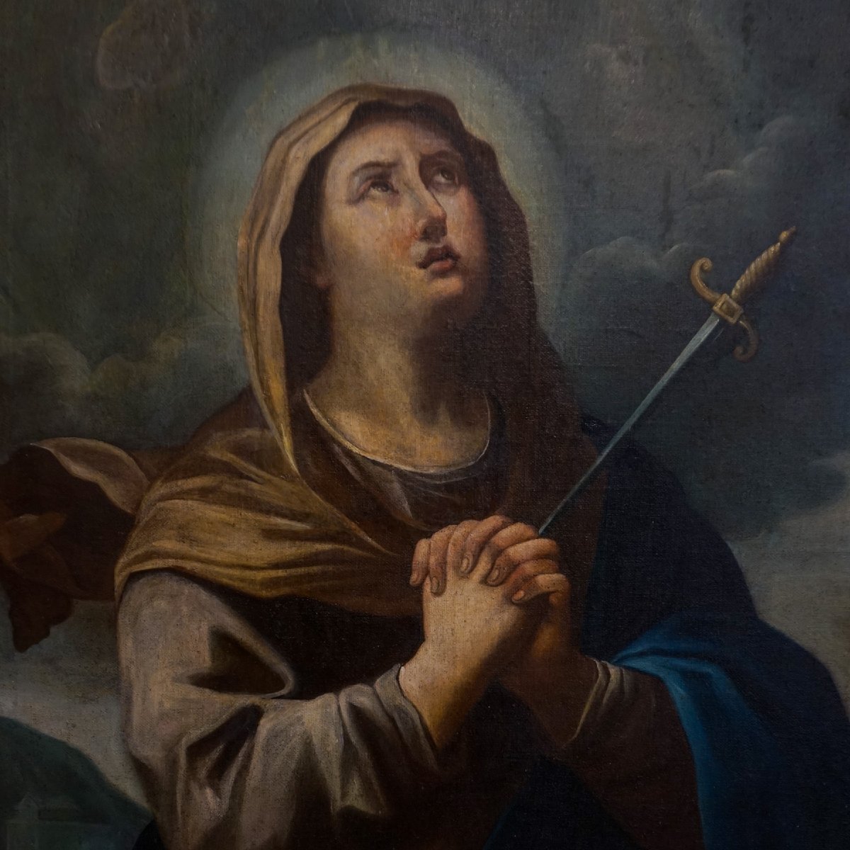 Madonna Addolorata – Olio su tela, scuola italiana XVII-XVIII secolo-photo-2