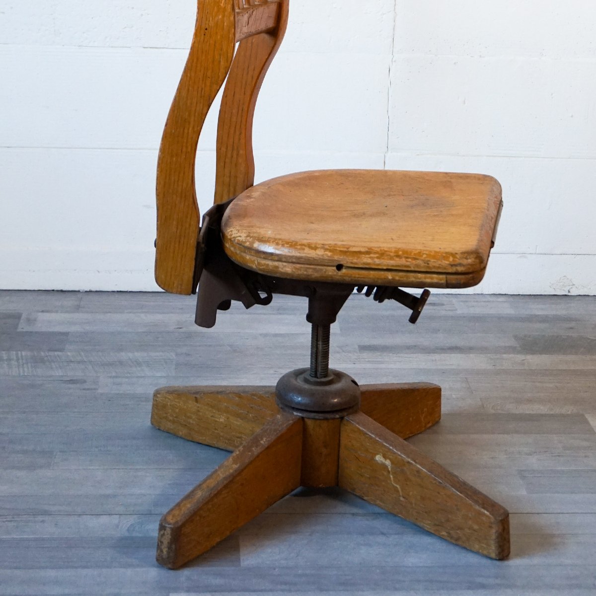 Sedia Girevole da Ufficio in Legno – Anni ’30-photo-4