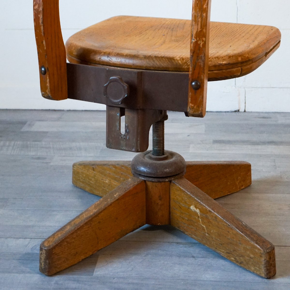 Sedia Girevole da Ufficio in Legno – Anni ’30-photo-2