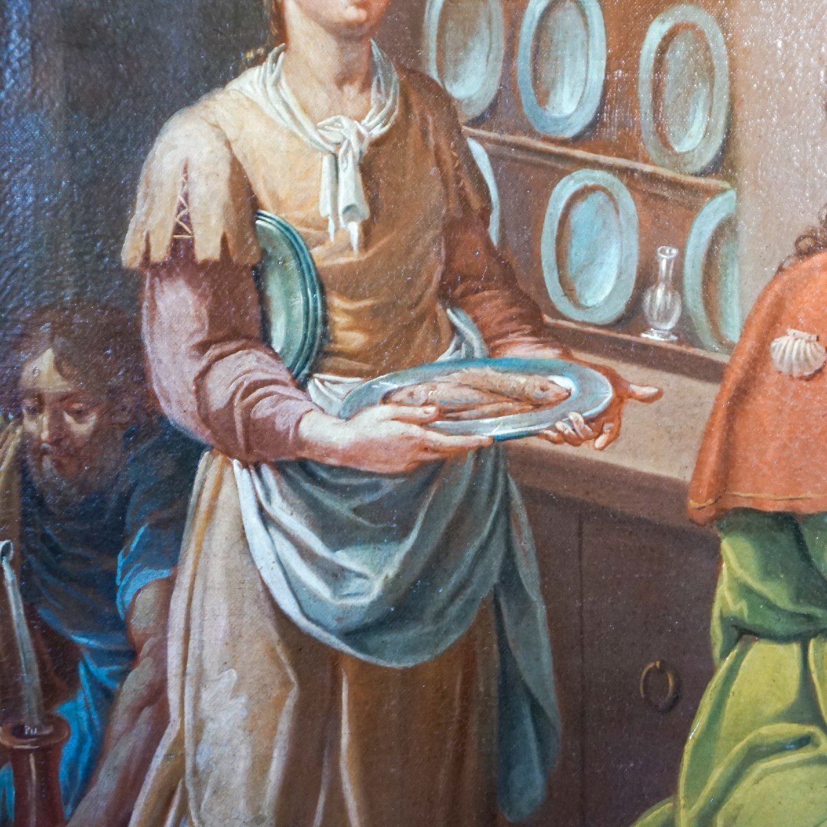 Grande Dipinto “Cena in Emmaus” – Olio su Tela, Scuola Italiana XVIII Secolo-photo-2
