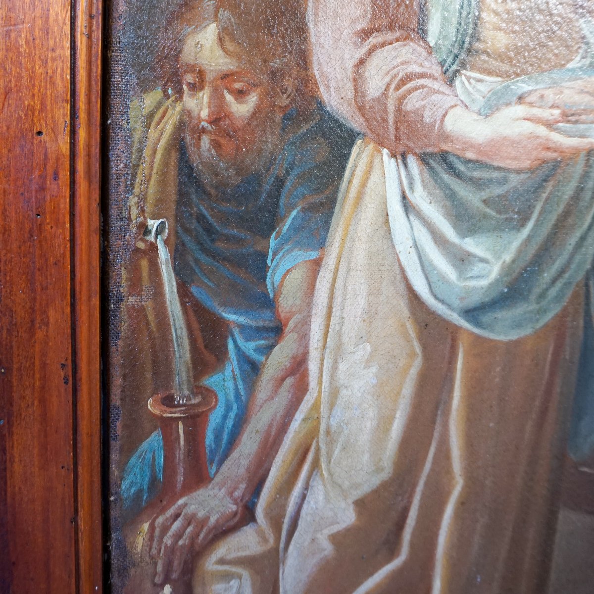 Grande Dipinto “Cena in Emmaus” – Olio su Tela, Scuola Italiana XVIII Secolo-photo-4