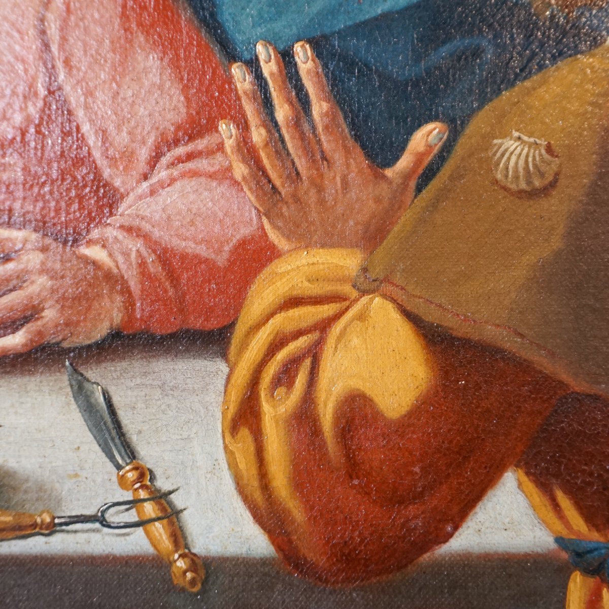 Grande Dipinto “Cena in Emmaus” – Olio su Tela, Scuola Italiana XVIII Secolo-photo-6
