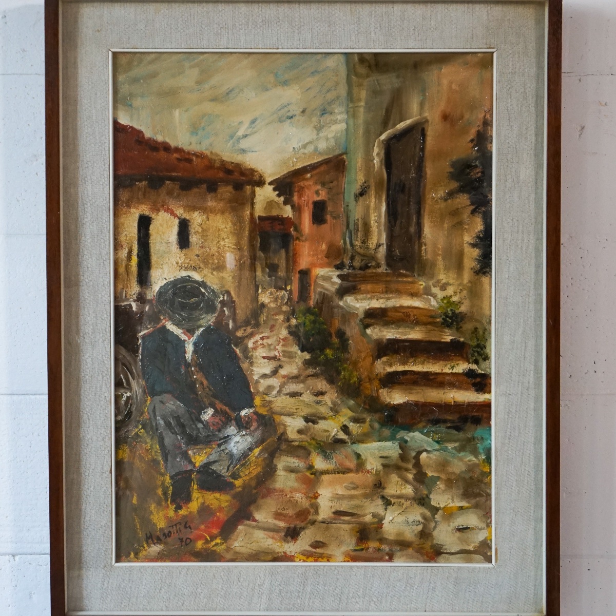 Scorcio di Borgo – Olio su tela firmato Giampaolo Masotti (1970)-photo-2