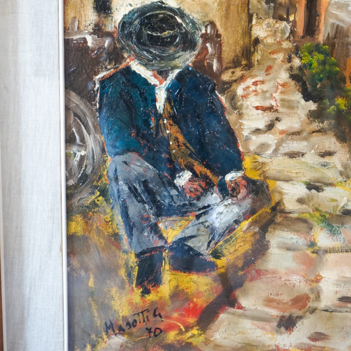 Scorcio di Borgo – Olio su tela firmato Giampaolo Masotti (1970)-photo-4