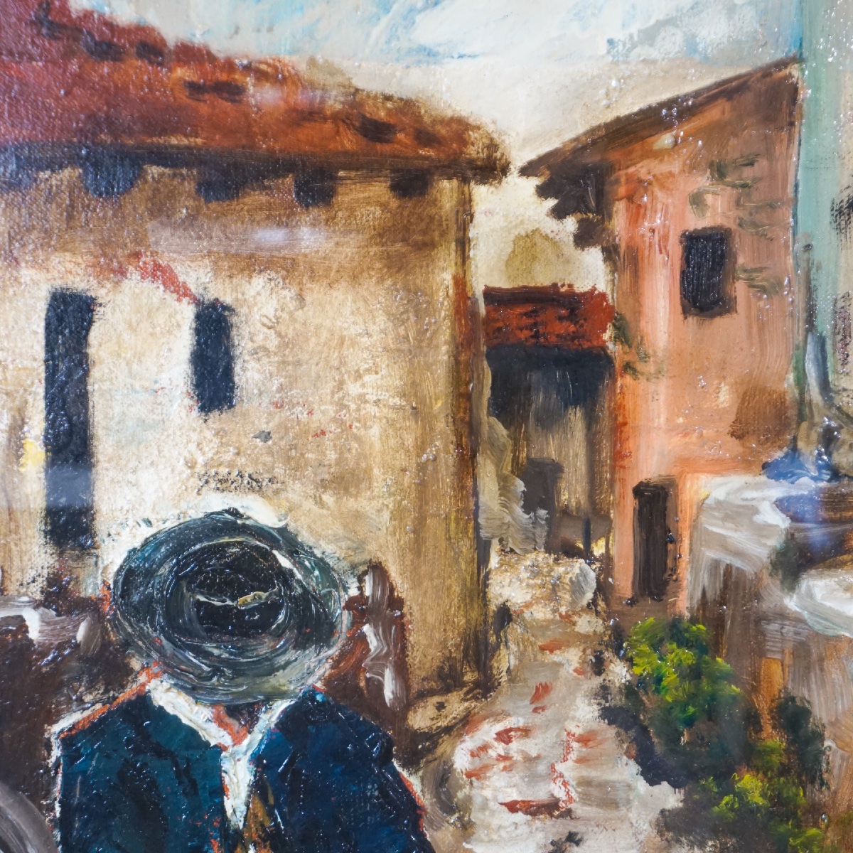Scorcio di Borgo – Olio su tela firmato Giampaolo Masotti (1970)-photo-1