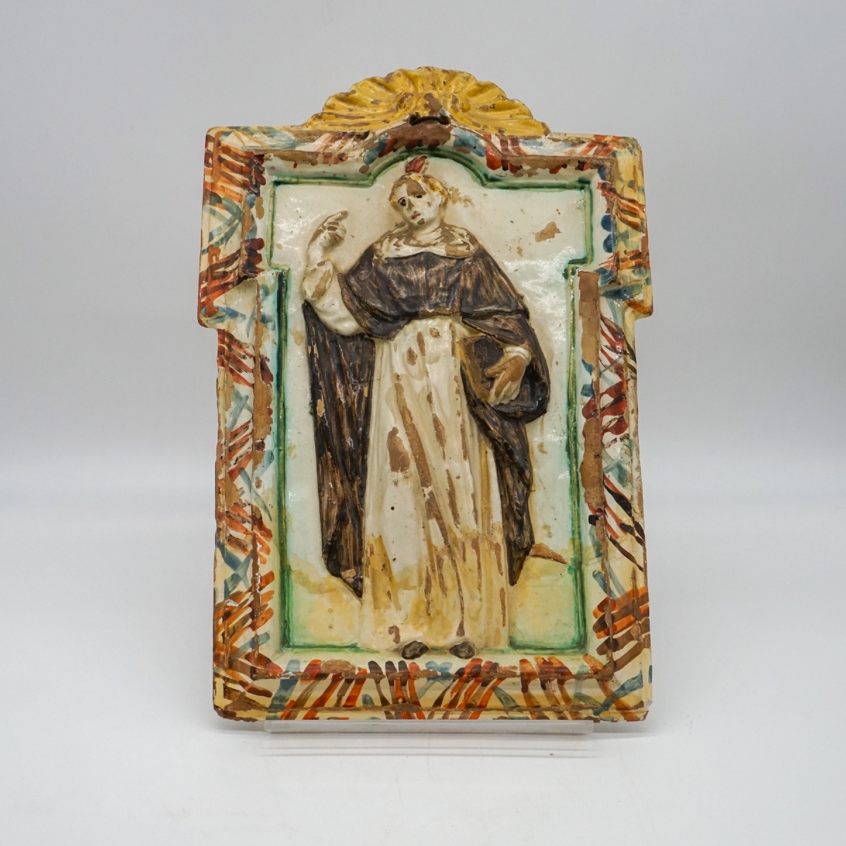 Placca votiva in ceramica smaltata raffigurante San Vincenzo Ferreri – Fine  XVIII secolo-photo-2