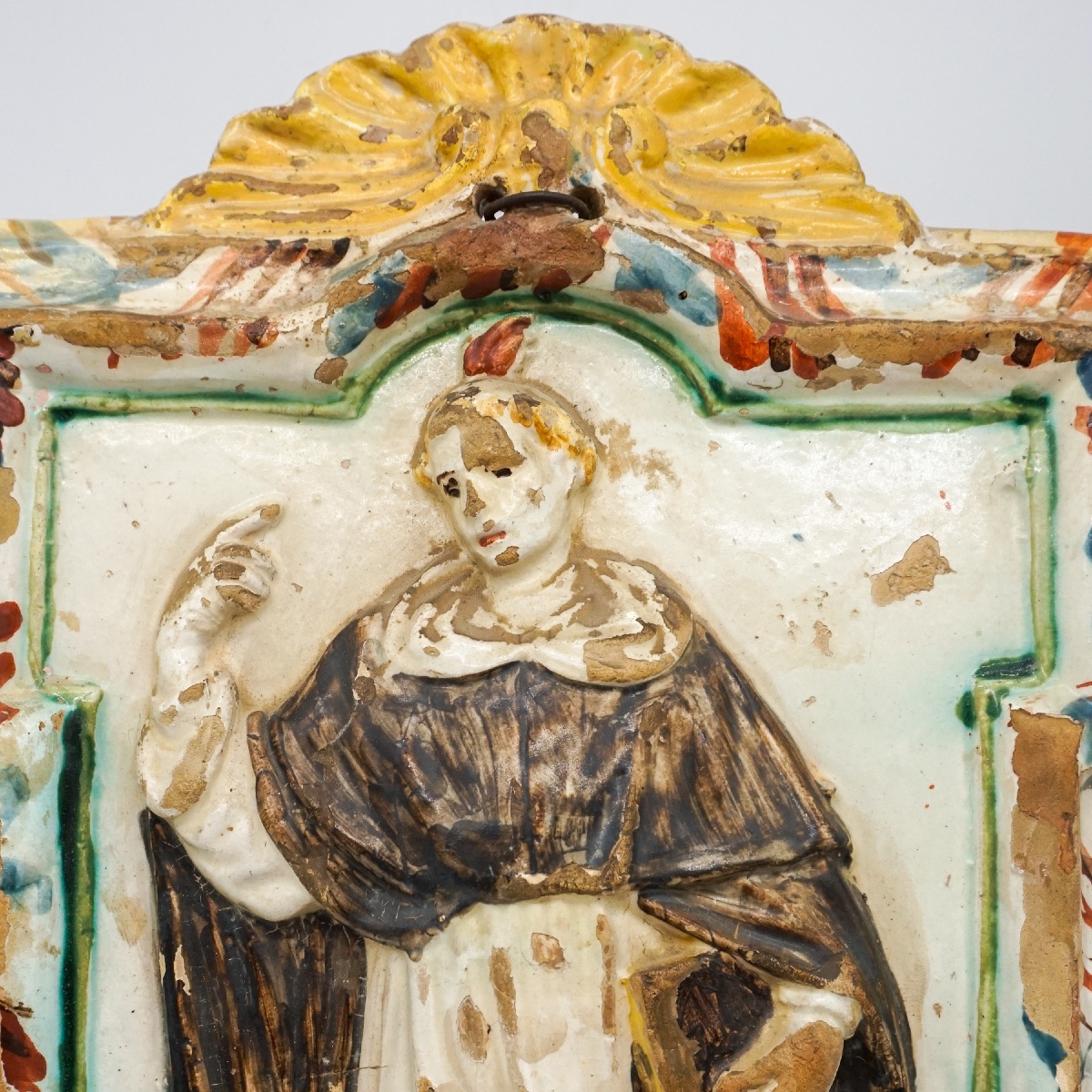 Placca votiva in ceramica smaltata raffigurante San Vincenzo Ferreri – Fine  XVIII secolo-photo-3