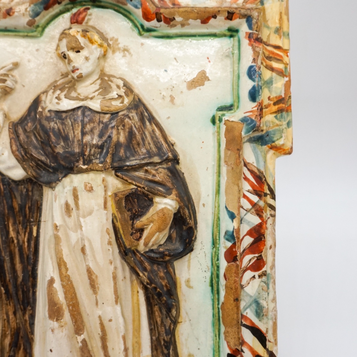 Placca votiva in ceramica smaltata raffigurante San Vincenzo Ferreri – Fine  XVIII secolo-photo-3