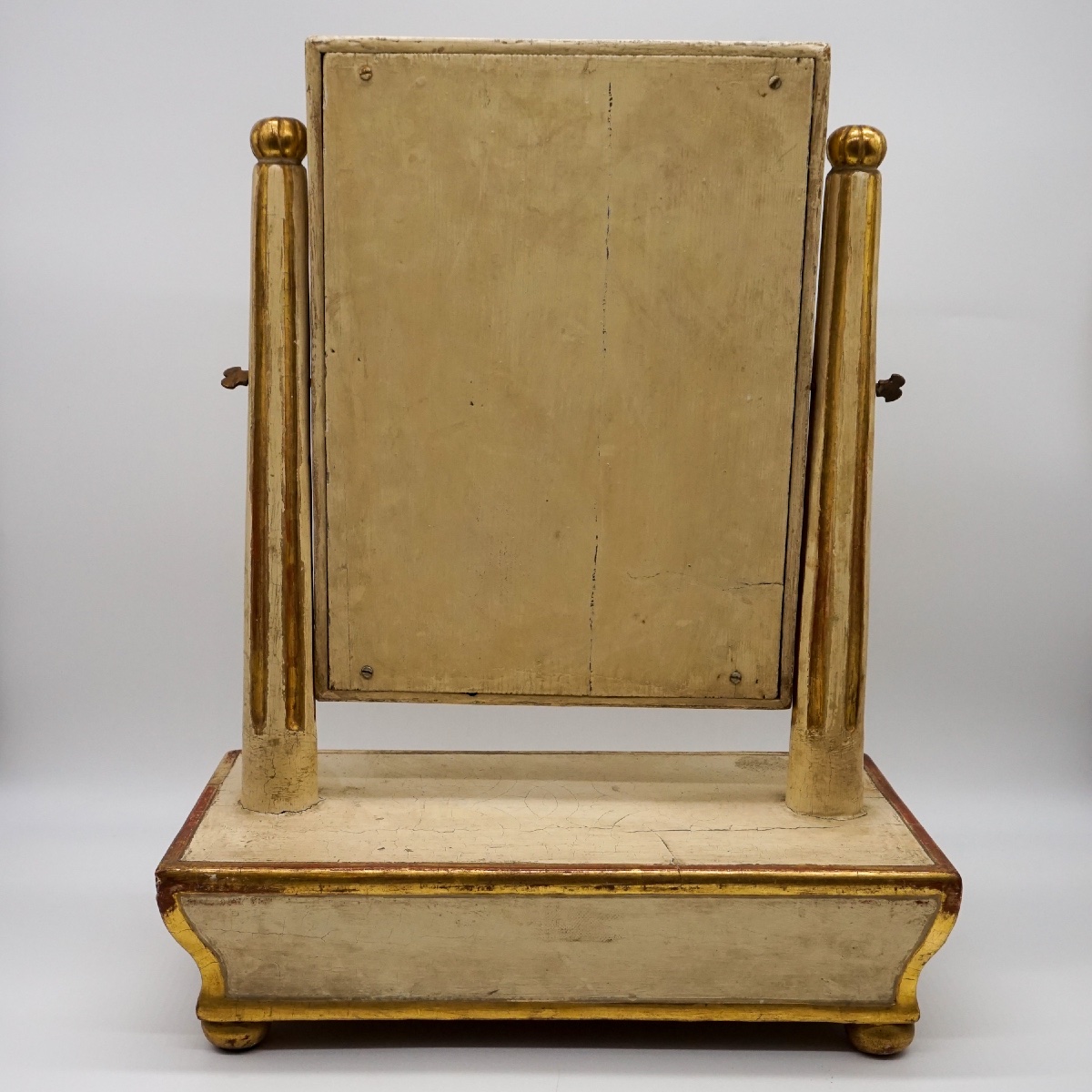 Specchiera da tavolo antica in legno laccato e dorato con cassettino – Italia, XIX secolo-photo-4