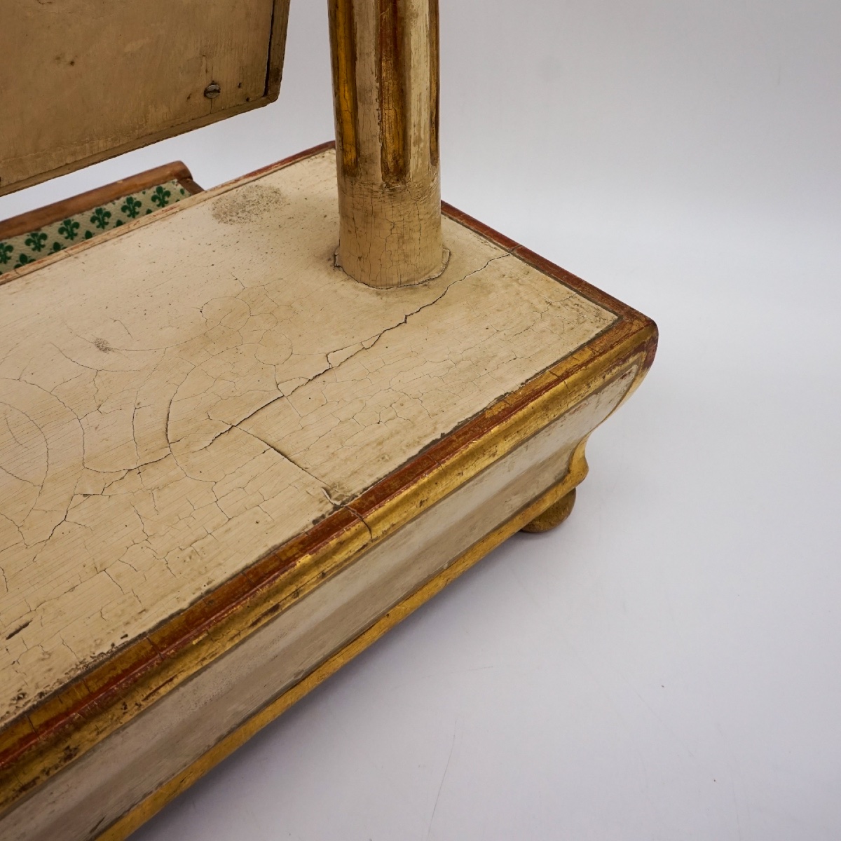 Specchiera da tavolo antica in legno laccato e dorato con cassettino – Italia, XIX secolo-photo-4