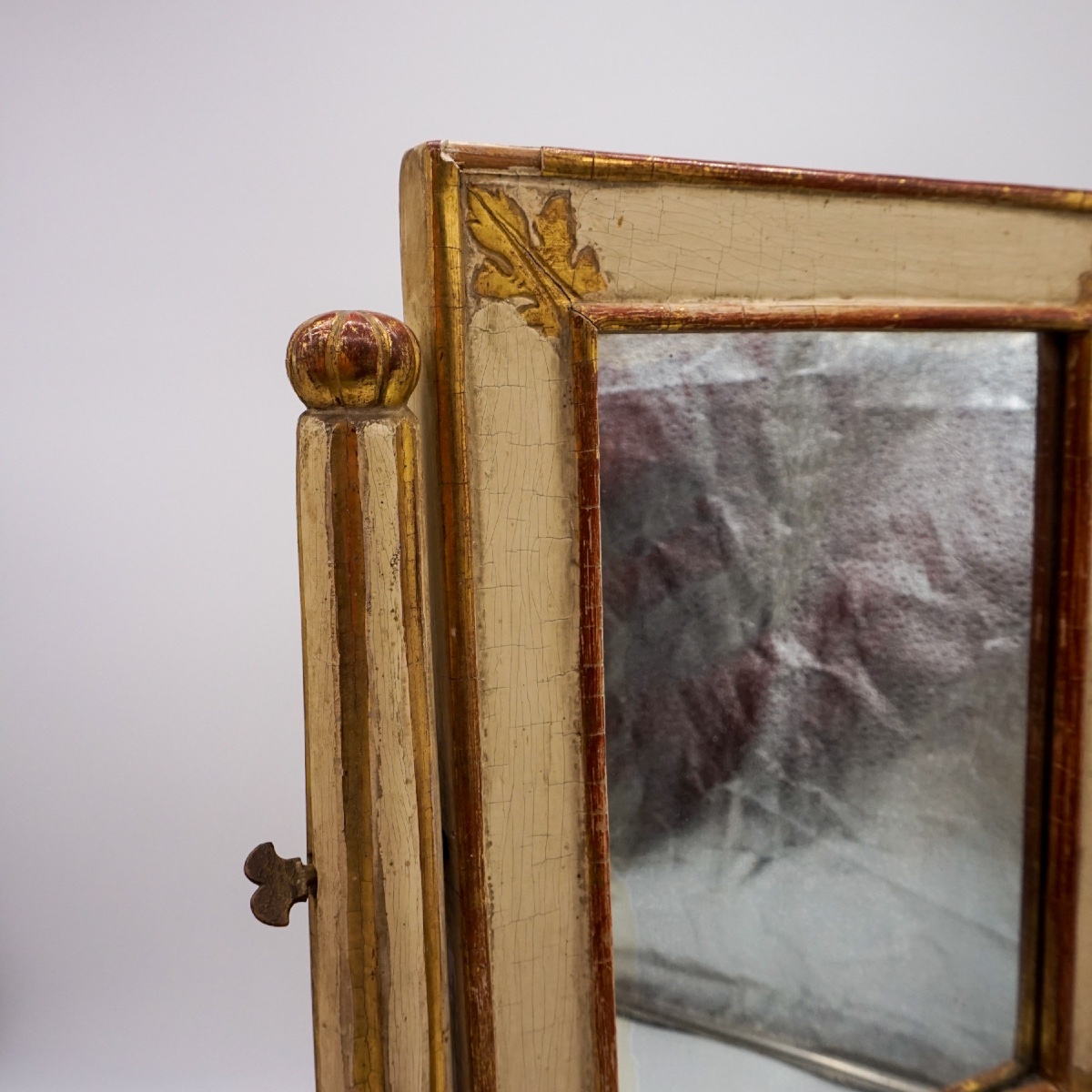 Specchiera da tavolo antica in legno laccato e dorato con cassettino – Italia, XIX secolo-photo-6