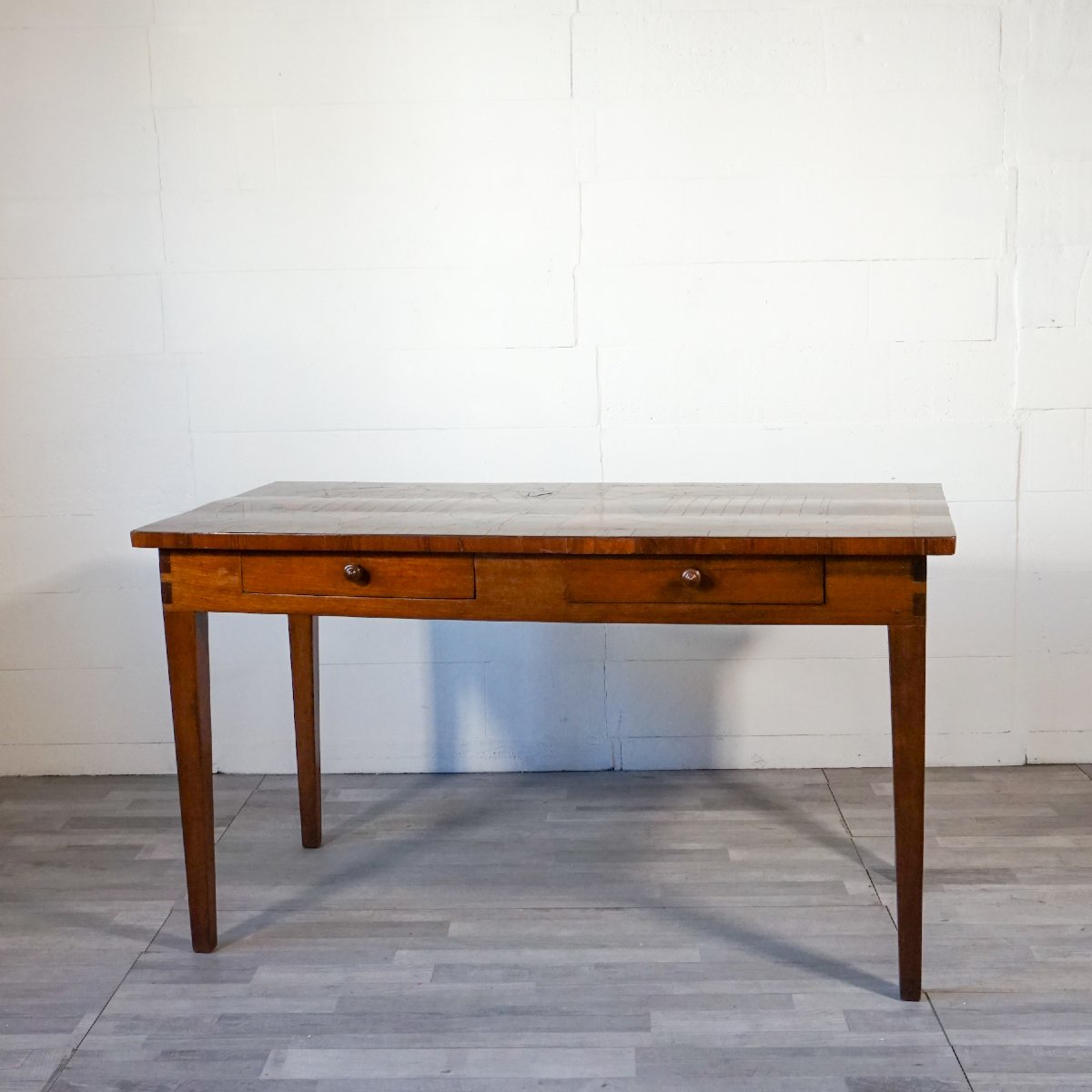 Tavolo antico da gioco con ricco piano intarsiato – Italia, metà XIX secolo-photo-2