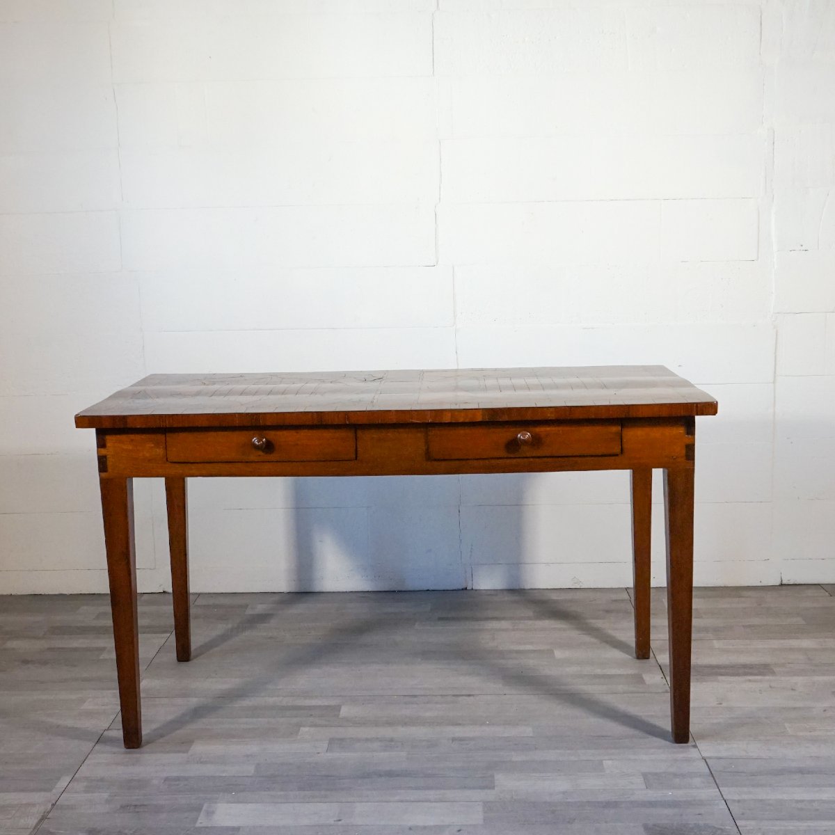 Tavolo antico da gioco con ricco piano intarsiato – Italia, metà XIX secolo-photo-3