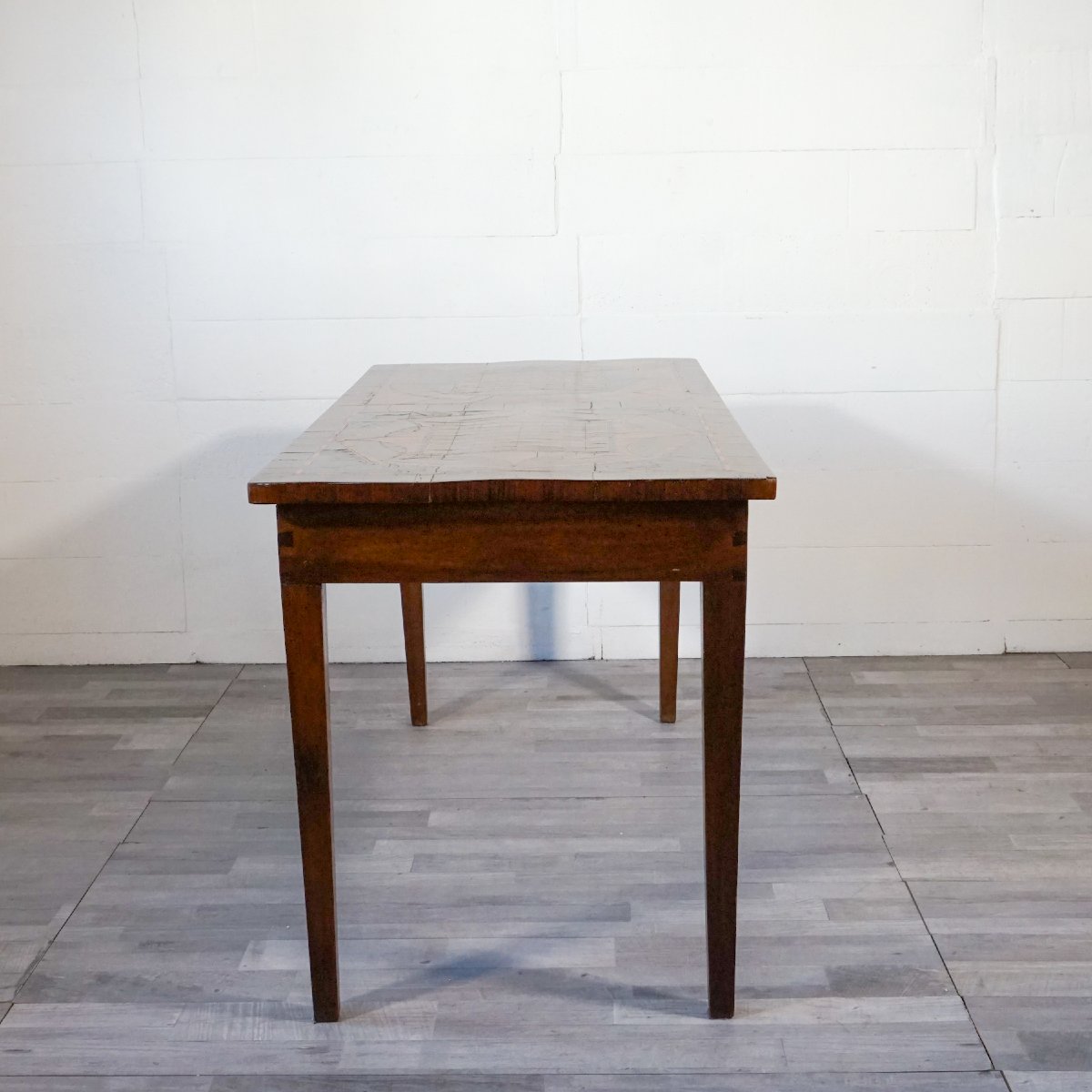 Tavolo antico da gioco con ricco piano intarsiato – Italia, metà XIX secolo-photo-4