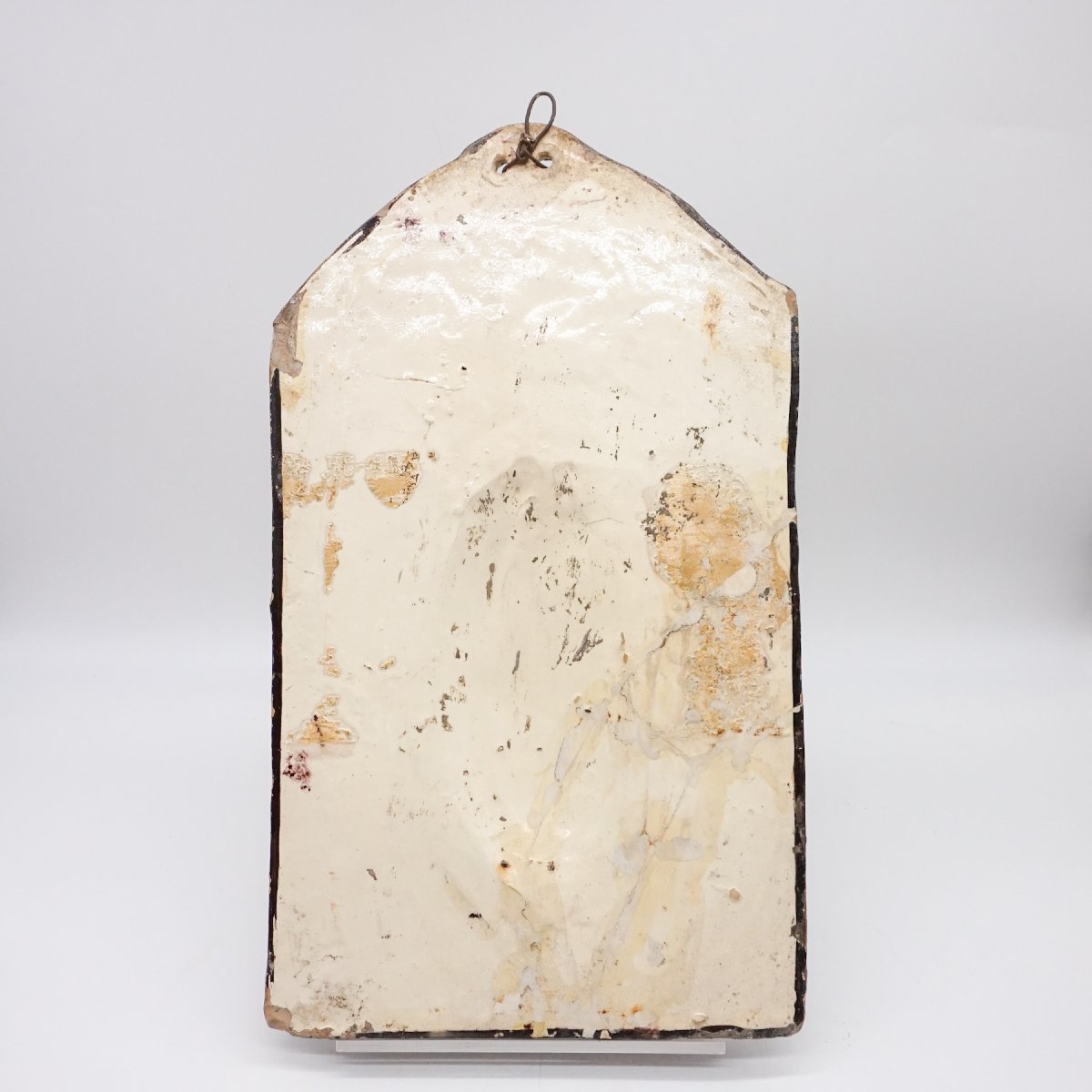 Piastra votiva in terracotta invetriata raffigurante San Giuseppe con Bambino – Italia, XIX sec-photo-2