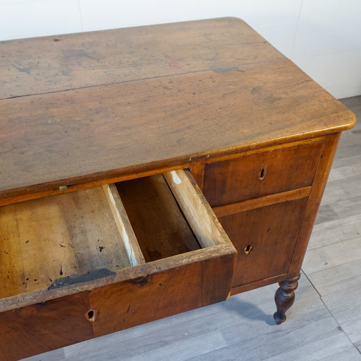 Scrivania antica da lavoro con piano estraibile – Italia, XIX secolo-photo-4