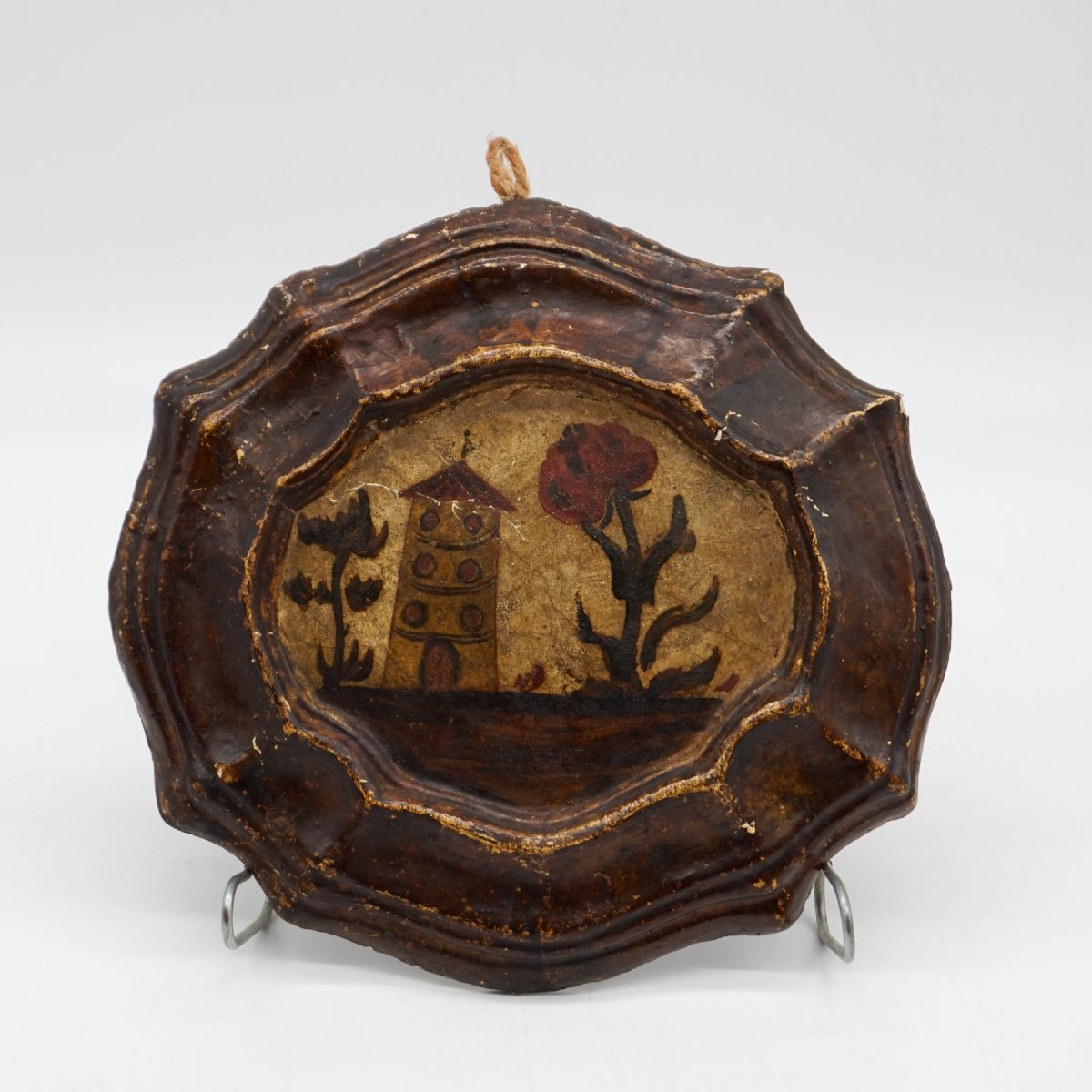 Coppia di Antichi Quadretti in Cartapesta Dipinta – Arte Popolare Italiana, XVII–XVIII Secolo-photo-1