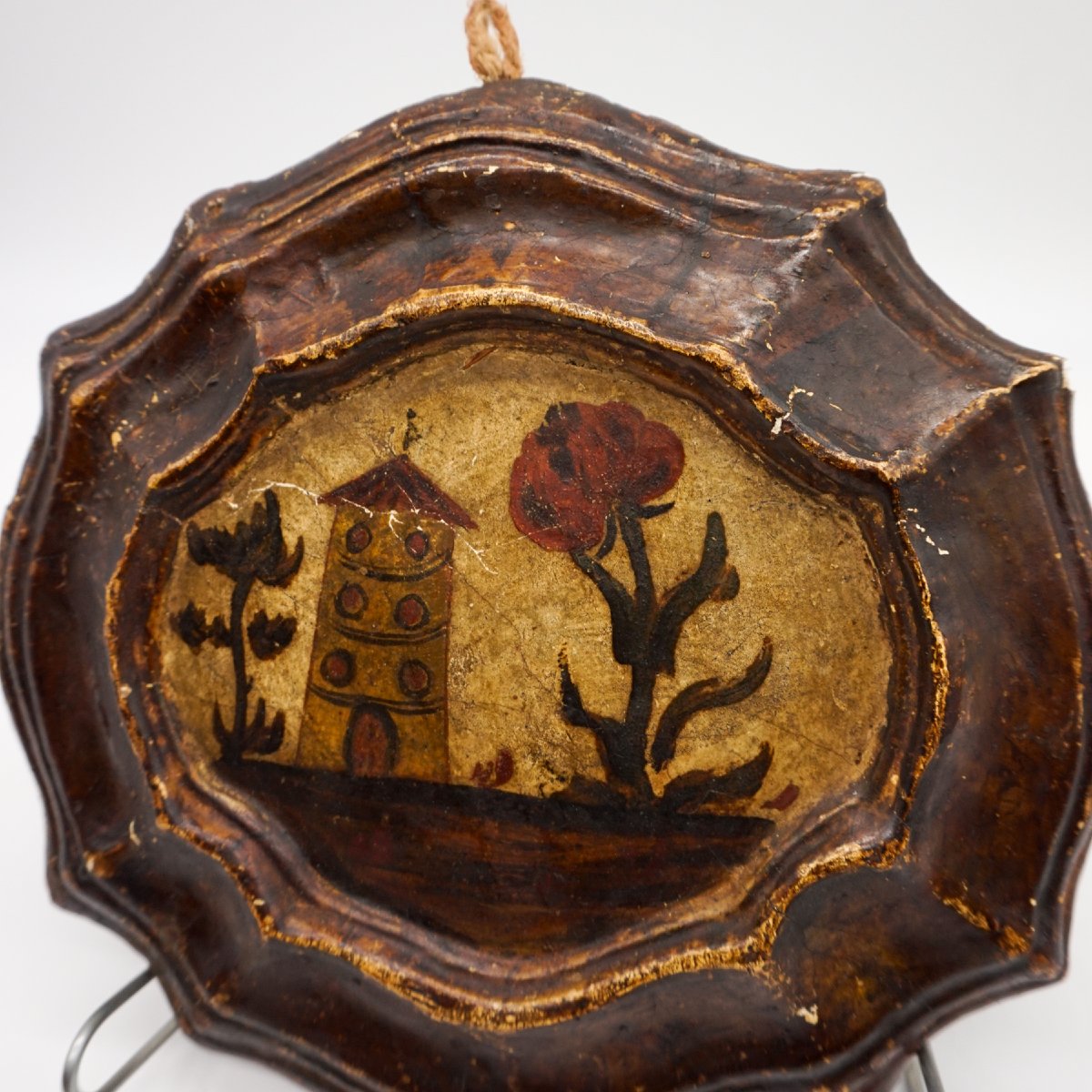 Coppia di Antichi Quadretti in Cartapesta Dipinta – Arte Popolare Italiana, XVII–XVIII Secolo-photo-4