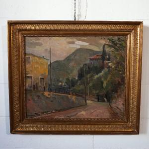 Quadro Doppio a Olio – Ettore Bocchini (1899–1970) – Paesaggi delle Colline Tosco-Romagnole