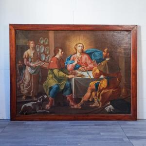 Grande Dipinto “Cena in Emmaus” – Olio su Tela, Scuola Italiana XVIII Secolo