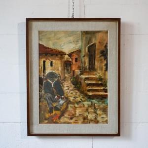 Scorcio di Borgo – Olio su tela firmato Giampaolo Masotti (1970)