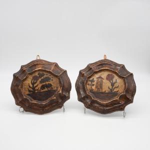 Coppia di Antichi Quadretti in Cartapesta Dipinta – Arte Popolare Italiana, XVII–XVIII Secolo