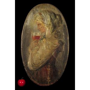 Old And Wonderful Remains Of Oil Painting, Portrait Of A Woman On Panel, Circa 1900