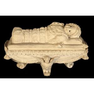 Amazing And Old Plaster Sculpture, Reproduction Of The Santissima Bambina Around 1880.