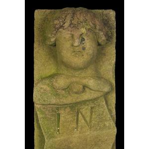 Rare And Old Tombstone Sculpture In Sandstone, Circa 1880. Alsace Folk Art