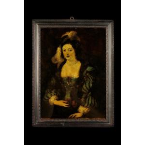 Wonderful And Old Fixed, Painting Under Glass C.1850 / Portrait Of A Charming Young Woman