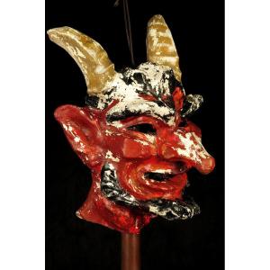 Amazing And Old Sculpture, Head Of The Devil Around 1950 / Oddities Trade Sign