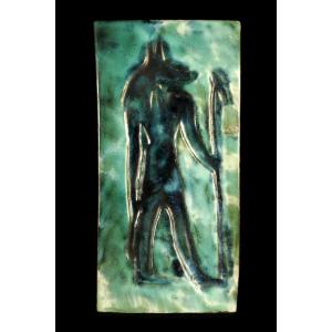 Antique Ceramic Anubis By Hassen Heshmat / Sculpture Egypt Design 1980