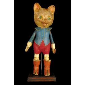 An Old Boiled-paperboard Toy, Puss In Boots, Circa 1920.