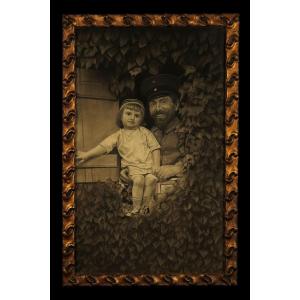 Surprising And Old Pencil Drawing, Circa 1920 / Young Girl And Military