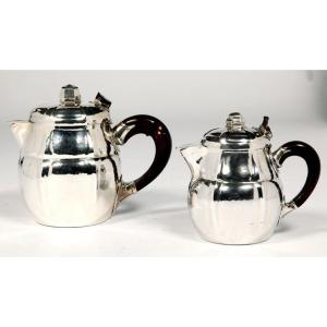Goldsmith G. Lecomte - Set Of Two 20th Century Silver Teapots