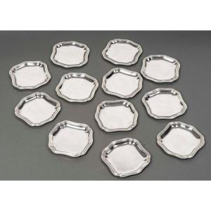 Goldsmith Bloch Eschwege - 12 Solid Silver Dishes - Louis XV Style - Circa 20th Century