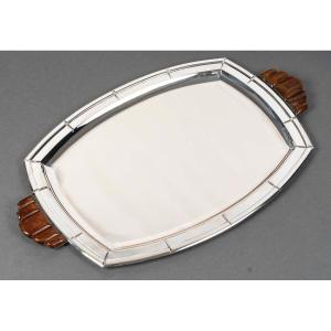 Goldsmith Charlent - Art Deco Tray In Solid Silver - Belgium, Circa 1930