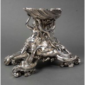 Boin Taburet Silvered Bronze Centerpiece Napoleon III Period