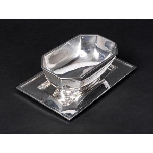 Cardeilhac - Sauce Boat And Its Solid Silver Lining Art Deco Period