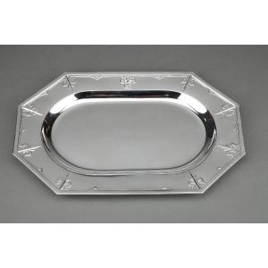 Cardeilhac Goldsmith - Flat 42 Cm  In Sterling Silver Model Fer De Lance Mascaron