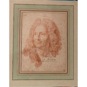 French School Drawing Around 1700 School Nicolas De Largiliere Ascribe Portrait Of La Bruyère